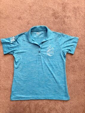 Blue Women’s Polo Top with 'Fore' Golf Logo